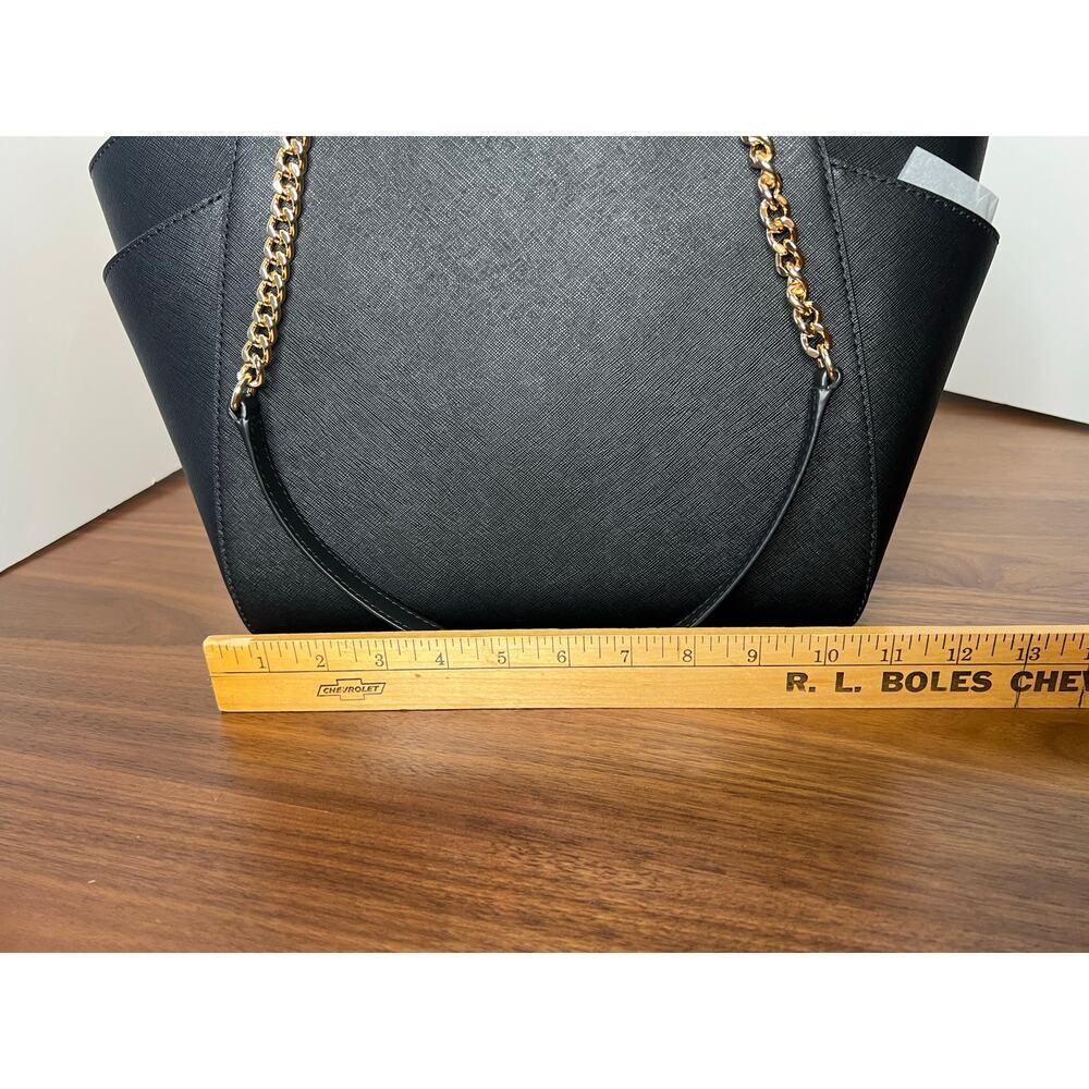 Michael Kors Jet Set Travel LG Chain Shoulder Tote Black Leather NWT - Picture 7 of 12